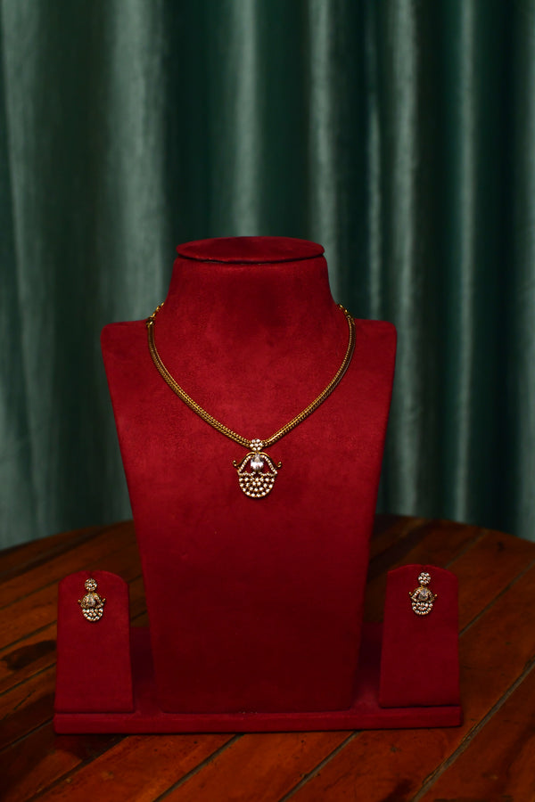 Classic Basket Motif Gold Pendant Necklace Set – Women’s Traditional Jewelry | Gift | SKU J6