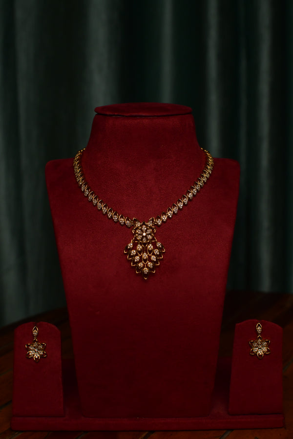 Marquise Motif Gold Necklace & Earrings Set – Women’s Classic Crystal Jewelry | Party & Gift | SKU J26